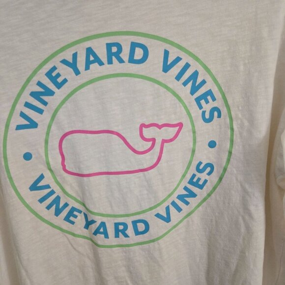 Vineyard Vines 2024 White Long Sleeve Cotton Rounded Hem Hooded Tee Shirt Size L - Picture 6 of 9